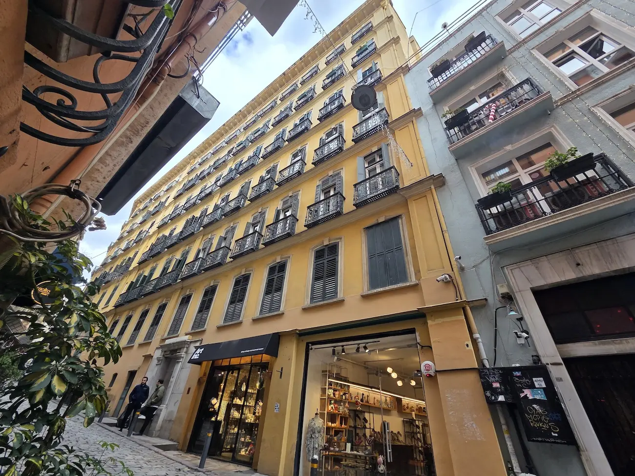 Investment property building view with traditional architectural features and classic facade for sale in the historic Galata district, Istanbul.